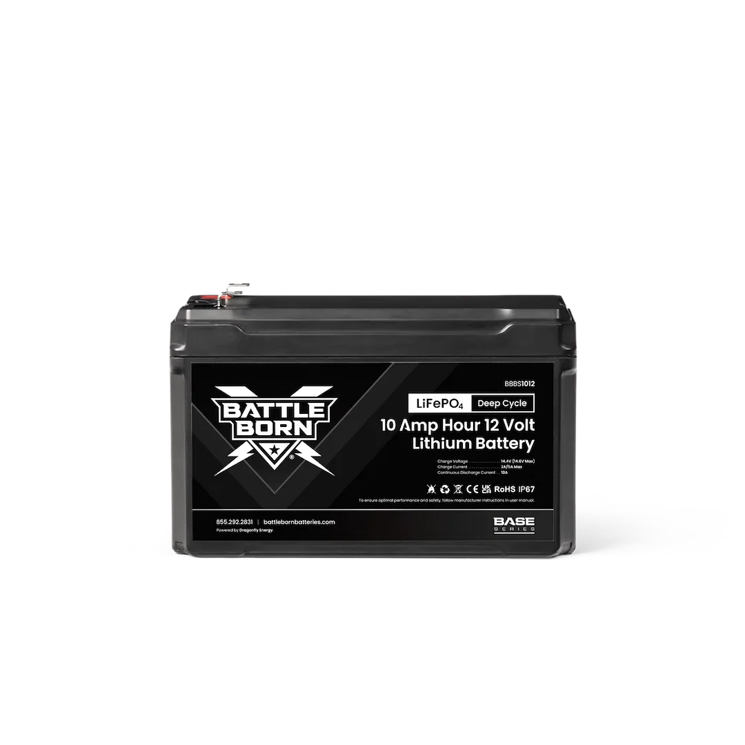 BBBS1012 – BATTLE BORN Battery, 12 Volt F2 Spade Top Terminals Lithium Iron Phosphate Style (LiFePO4) Deep Cycle Batt...